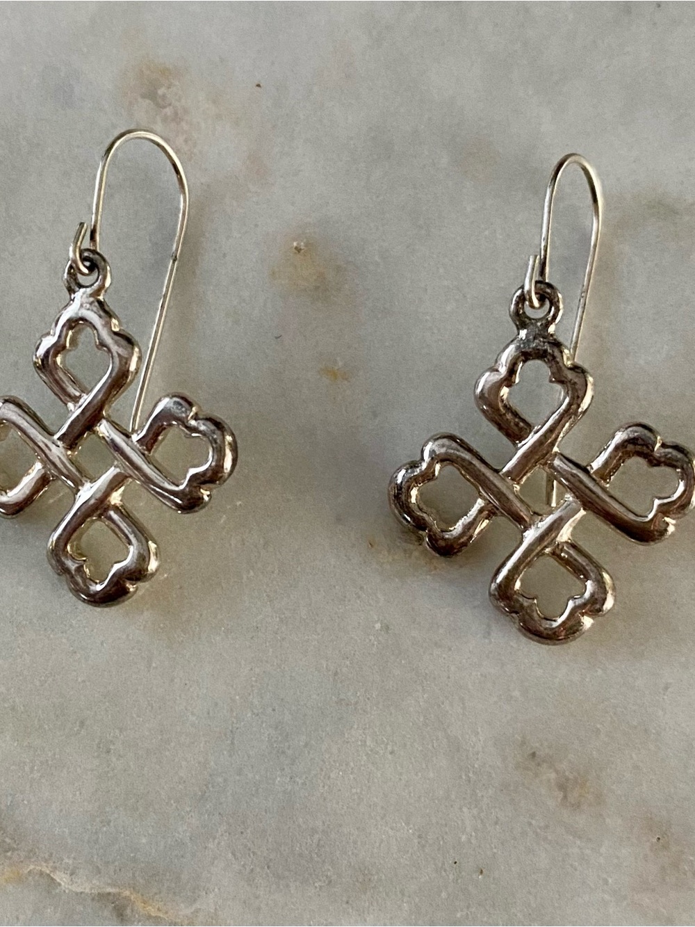 Sterling Silver Celtic Knot clover Dangle Earrings 925 VTG